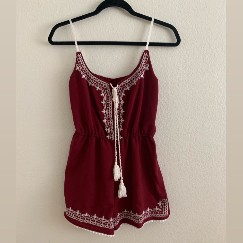 Red Embroidered Romper size Medium
